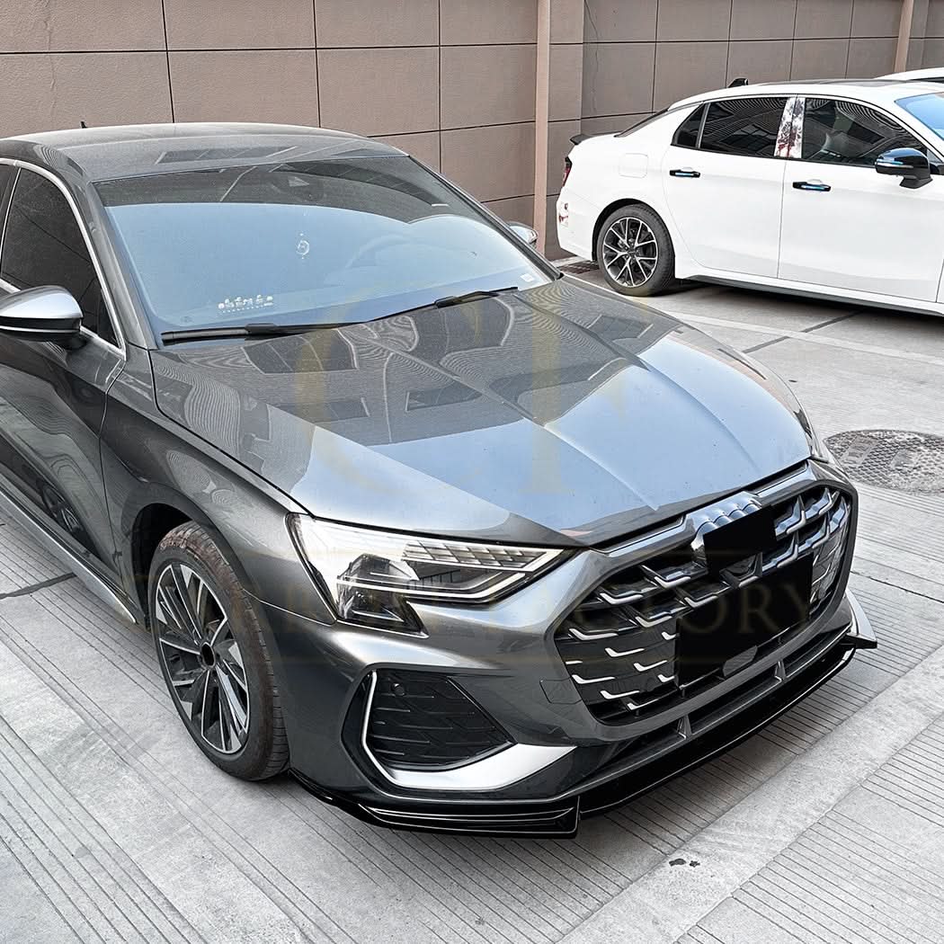 V Style Gloss Black Front Splitter for Audi A3 8Y S Line S3 25-Present - Carbon Factory