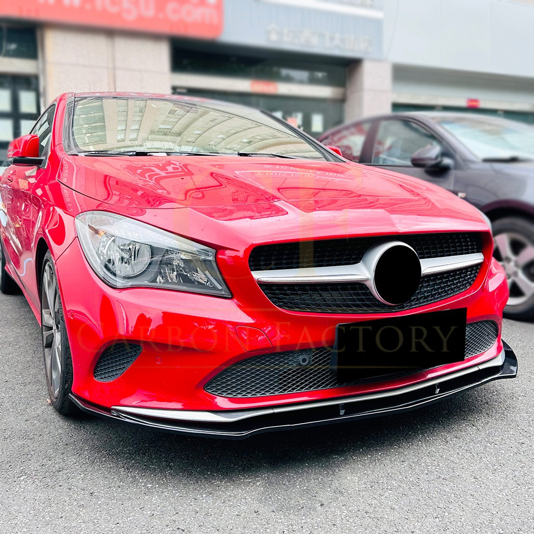 AMG Style Gloss Black Front Splitter for Mercedes Benz W117 CLA Non-AMG 16-19