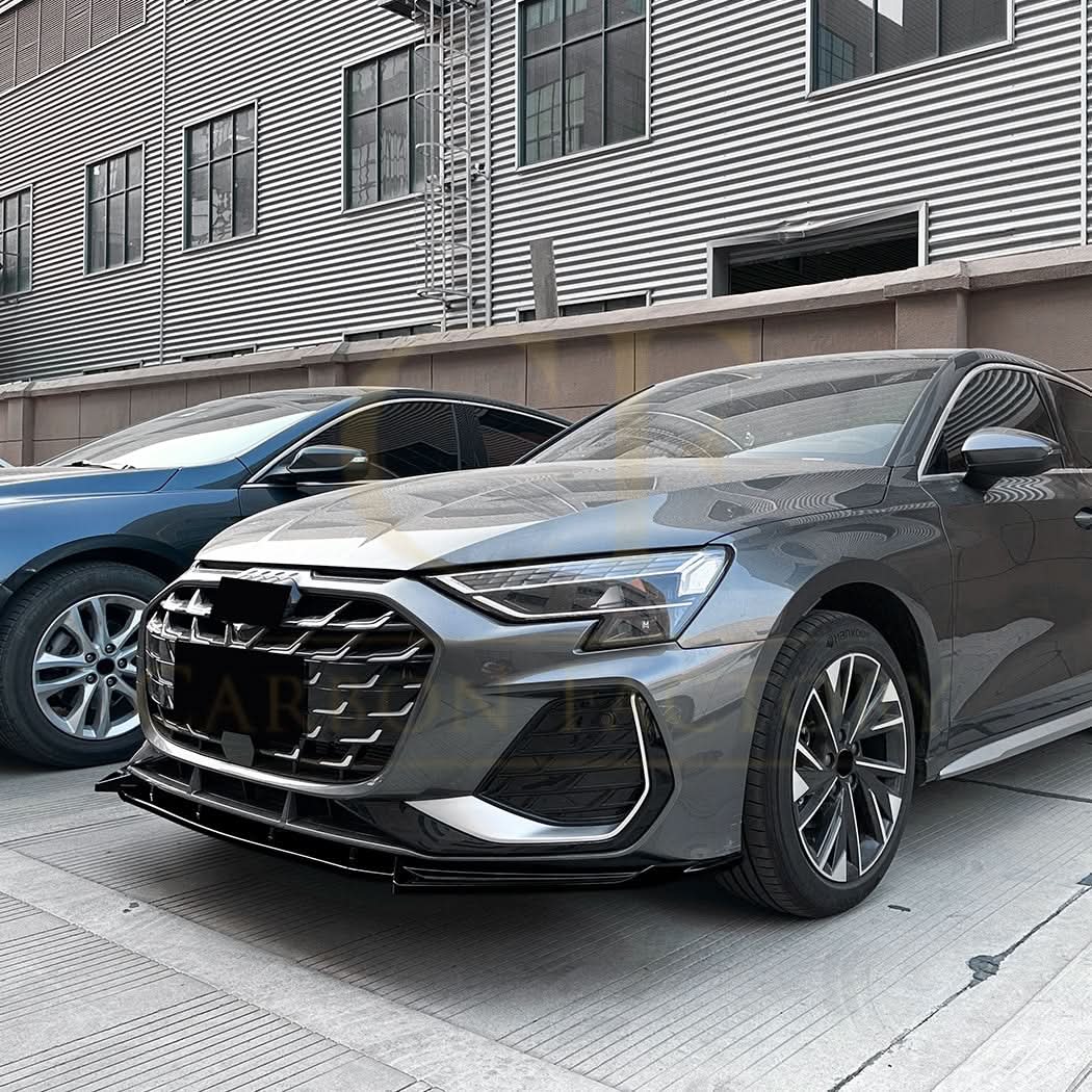 V Style Gloss Black Front Splitter for Audi A3 8Y S Line S3 25-Present - Carbon Factory