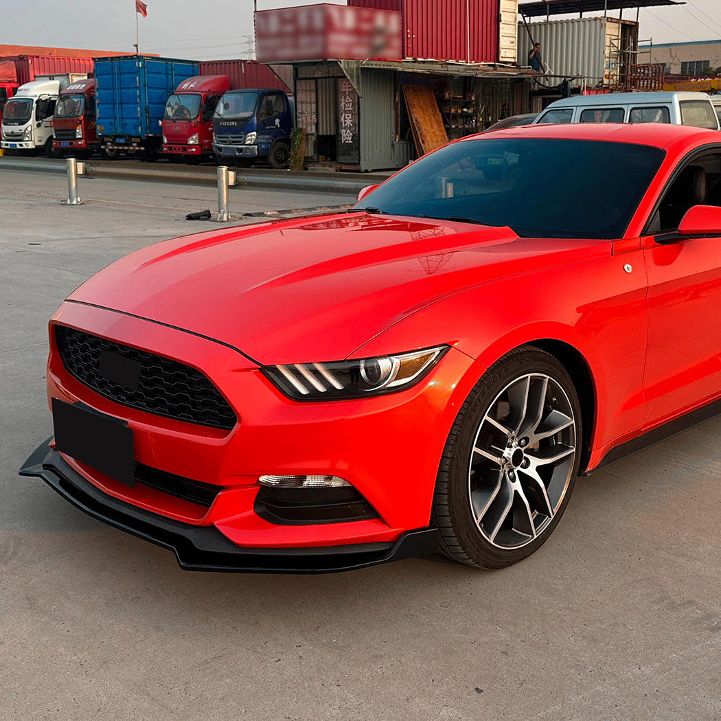 Gloss Black Front Splitter for Ford Mustang S550 MK6 15-17