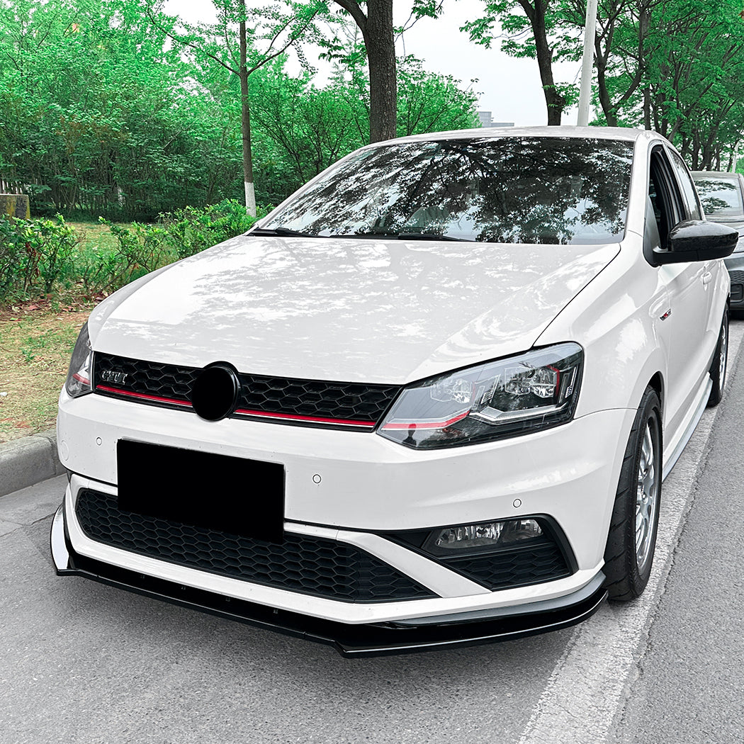 V Style Gloss Black front splitter for VW Polo MK5.5 GTI 15-18