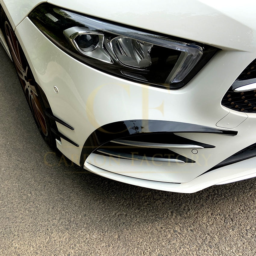 LP Style Gloss Black Front Canards for Mercedes Benz W177 A Class AMG & A35 18-22