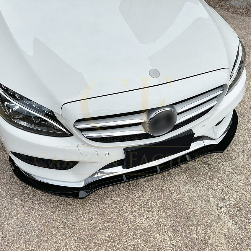 V Style Gloss Black Front Splitter for Mercedes Benz W205 C Class 15-18 - Carbon Factory