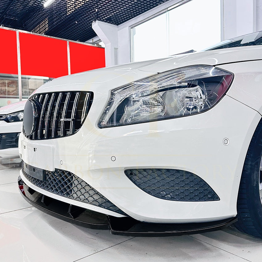 AMG Style Gloss Black Front Splitter for Mercedes Benz W176 A Class 13-15 - Carbon Factory