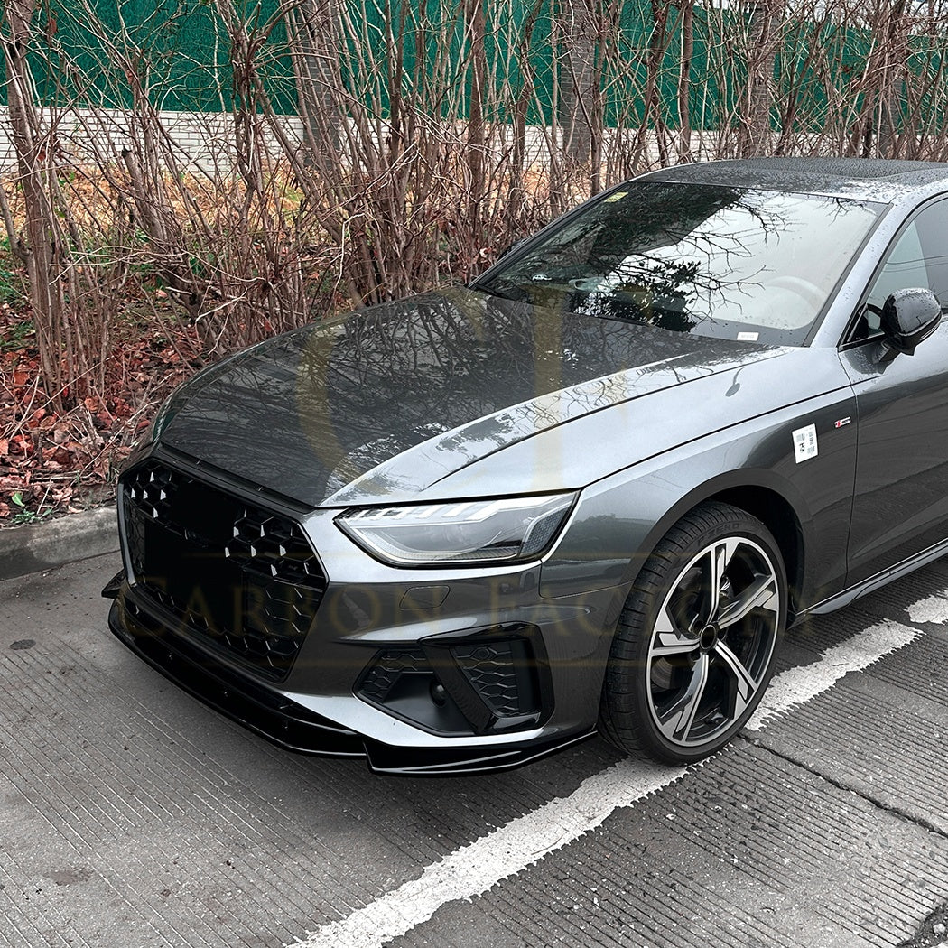 V Style Gloss Black Front Splitter for Audi A4 B9.5 S Line & S4 20-25