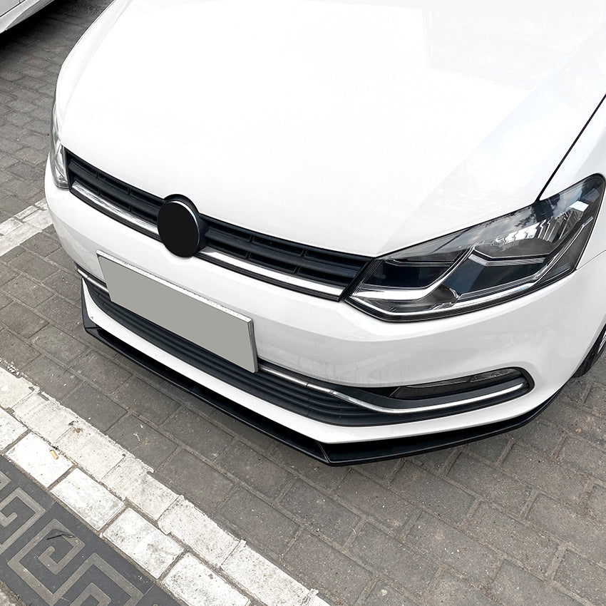 V Style Gloss Black front splitter for VW Polo MK5 Standard model 10-17
