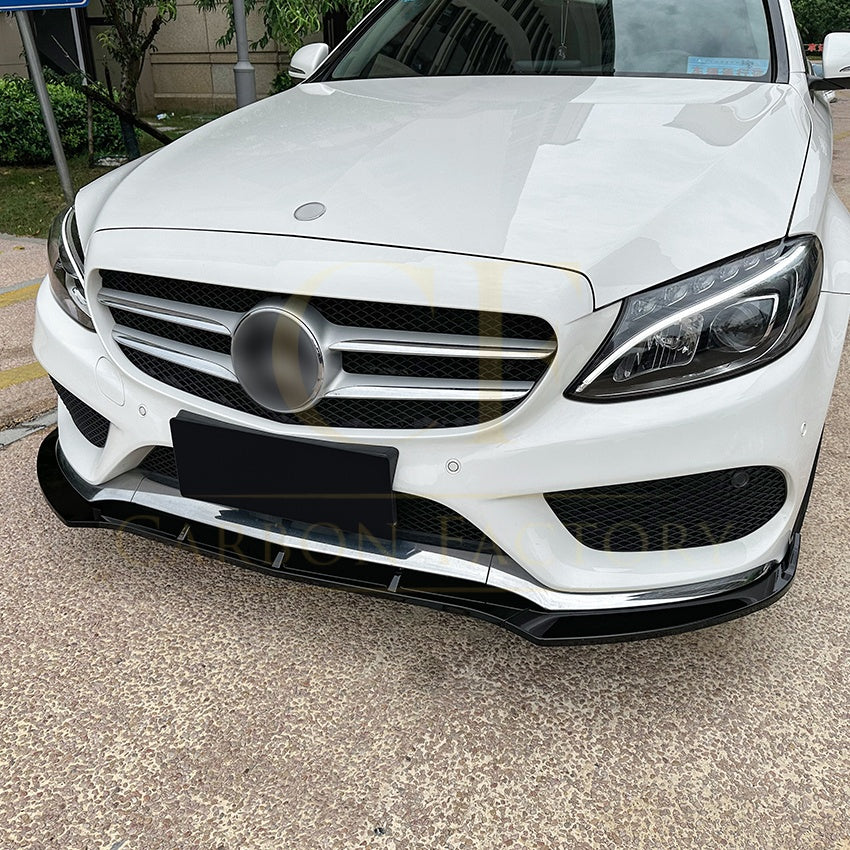 V Style Gloss Black Front Splitter for Mercedes Benz W205 C Class 15-18 - Carbon Factory