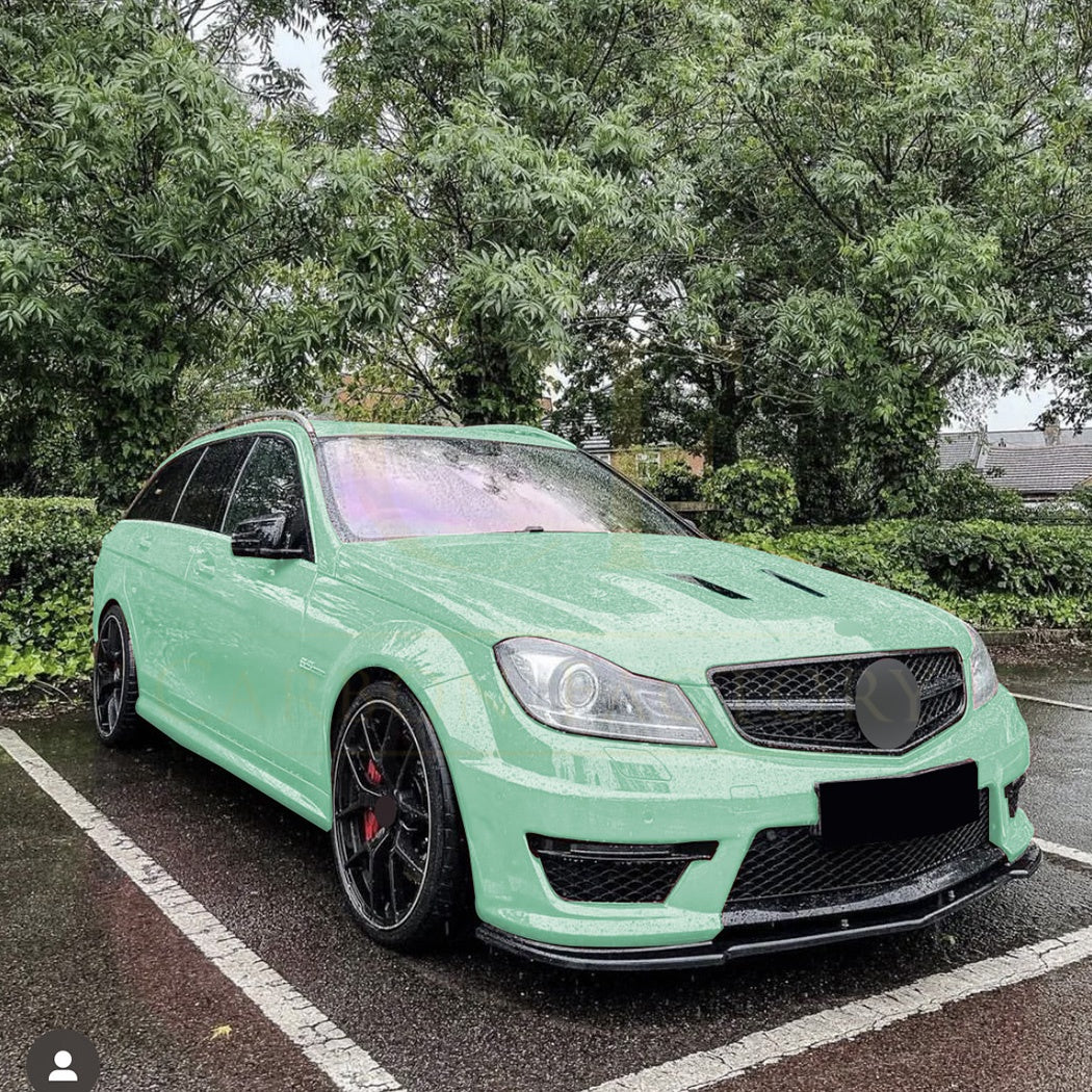 V Style Gloss Black Front Splitter for Mercedes Benz W204 C63 11-14 - Carbon Factory