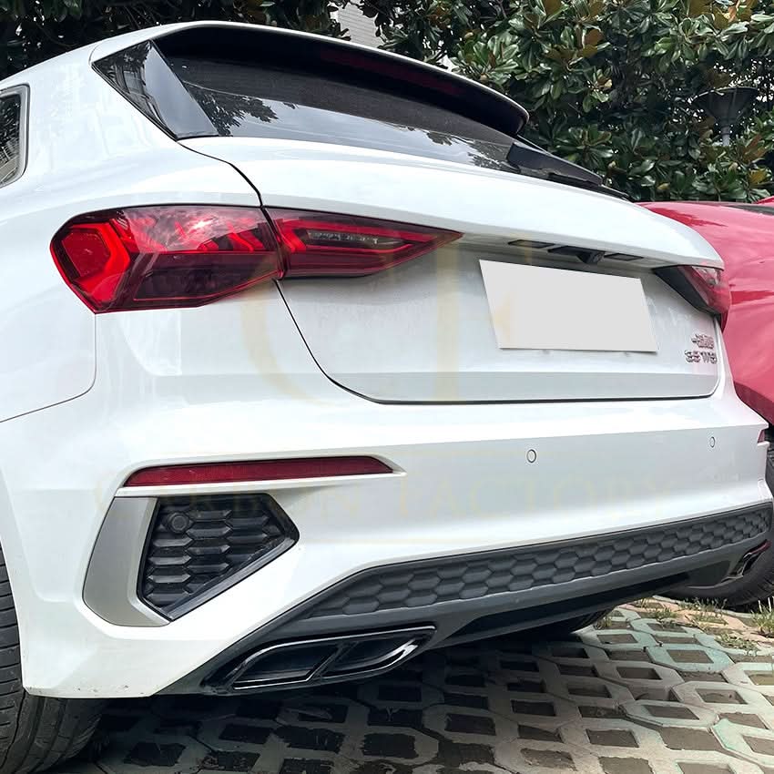 Gloss Black Exhaust Tip Covers for Audi A3 8Y S Line 20-24 - Carbon Factory