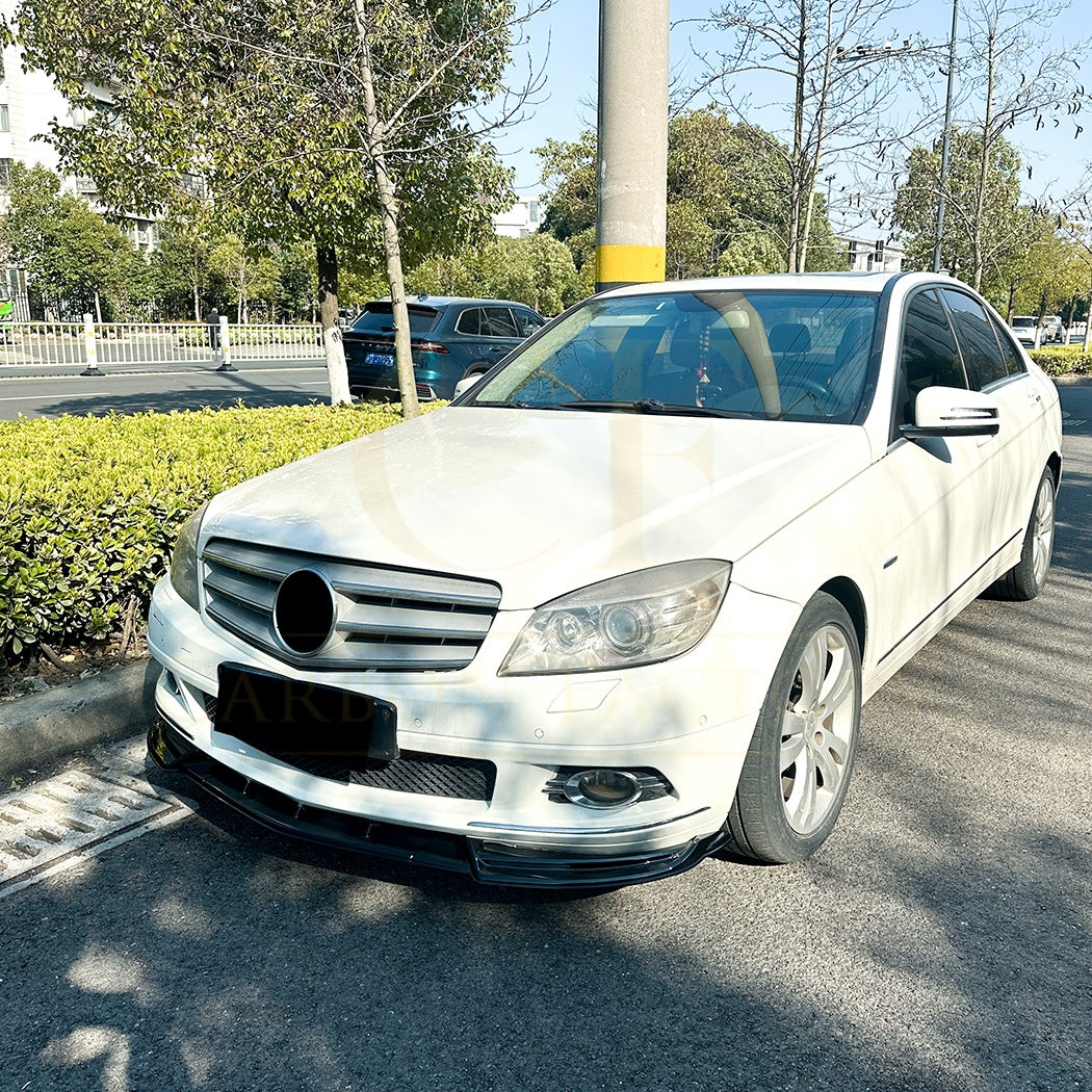 V Style Gloss Black Front Splitter for Mercedes Benz W204 C Class Standard Model 08-10 - Carbon Factory