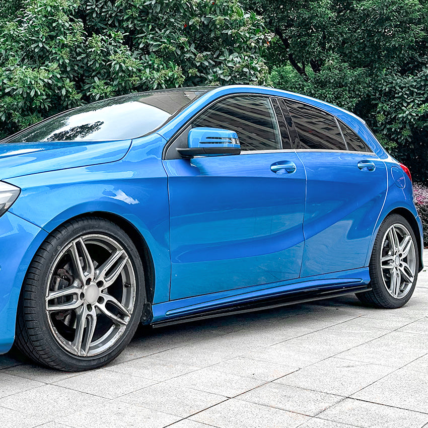 V Style Gloss Black Side Skirts for Mercedes Benz W176 A Class 13-18 - Carbon Factory