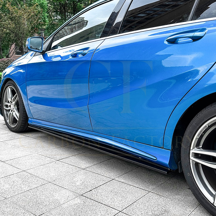 V Style Gloss Black Side Skirts for Mercedes Benz W176 A Class 13-18