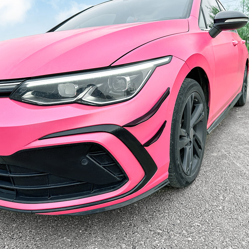 V Style Gloss Black Front Canards for VW Golf MK8 Standard GTI R Line GTD GTE 20-23