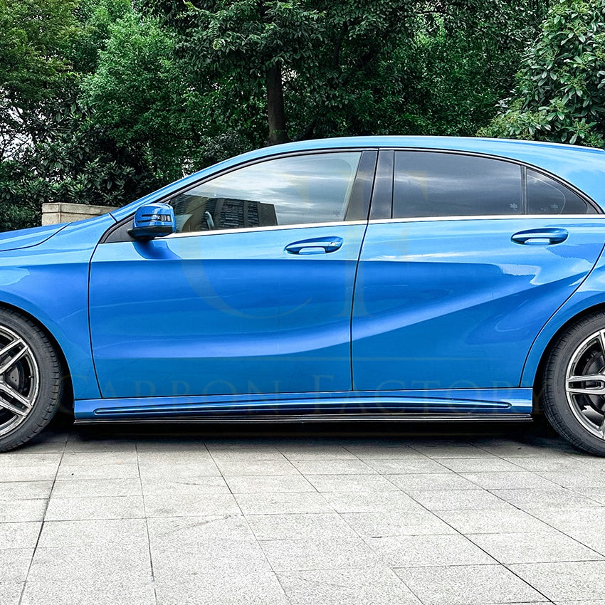V Style Gloss Black Side Skirts for Mercedes Benz W176 A Class 13-18 - Carbon Factory
