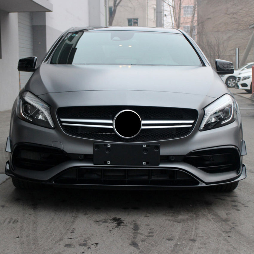 AMG Gloss Black Canards Winglets Splitter (9 Pieces) for Mercedes Benz W176 A Class 16-18 - Carbon Factory