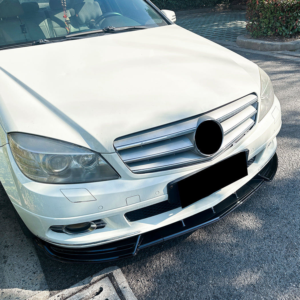 V Style Gloss Black Front Splitter for Mercedes Benz W204 C Class Standard Model 08-10 - Carbon Factory