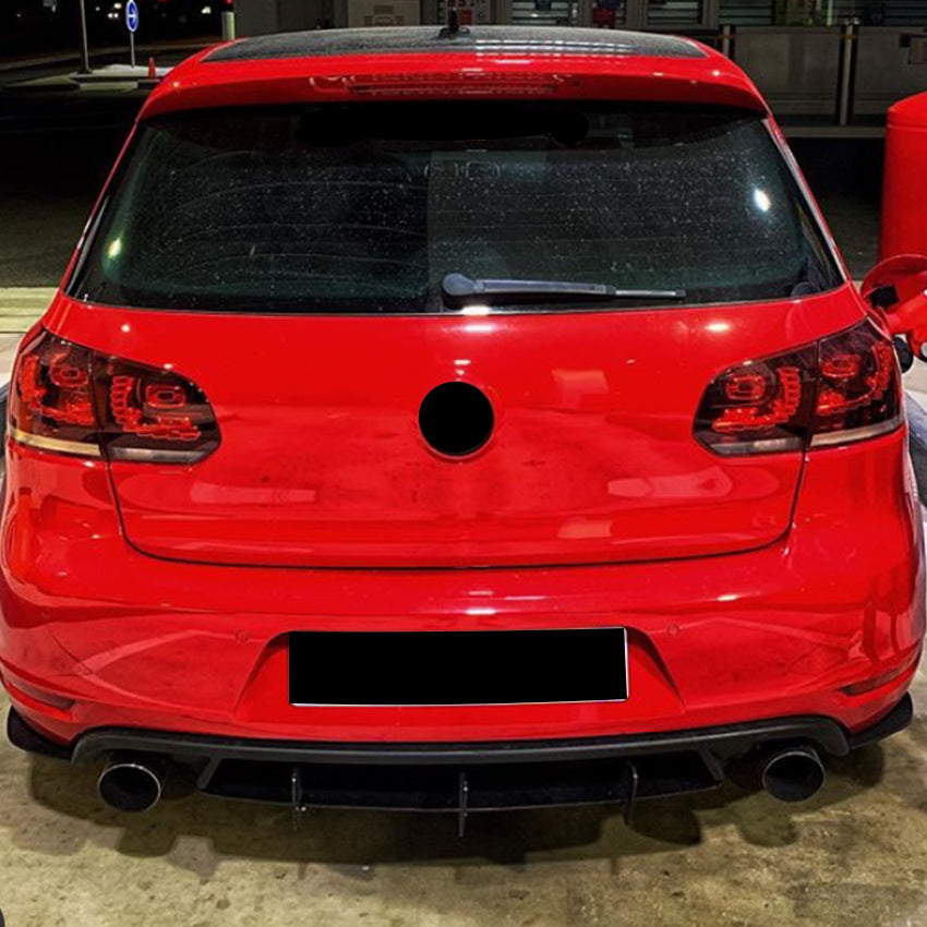 V Style Gloss Black Diffuser for VW Golf MK6 GTI 08-12