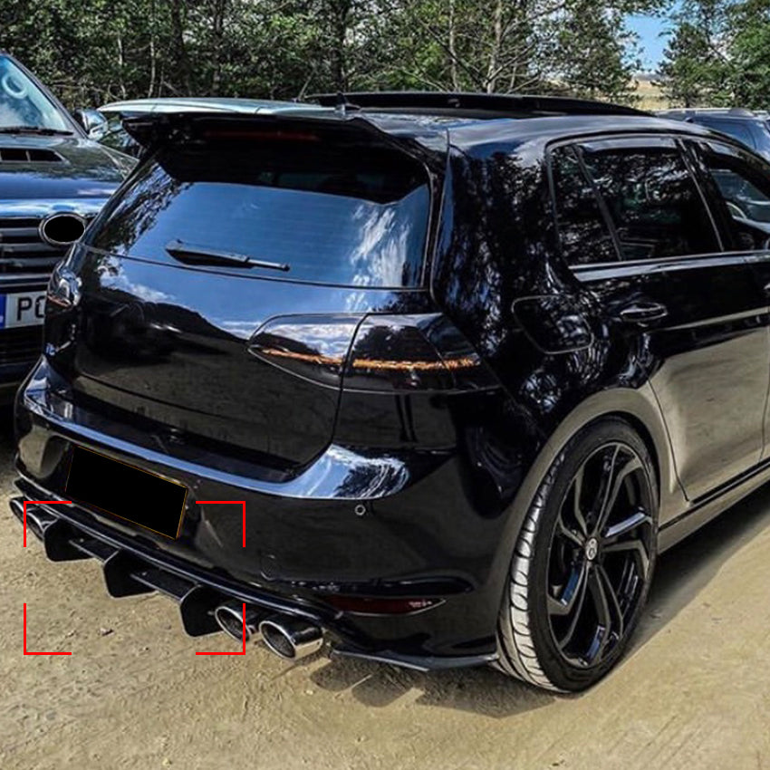 V Style Gloss Black Diffuser for VW Golf MK7 R 14-16