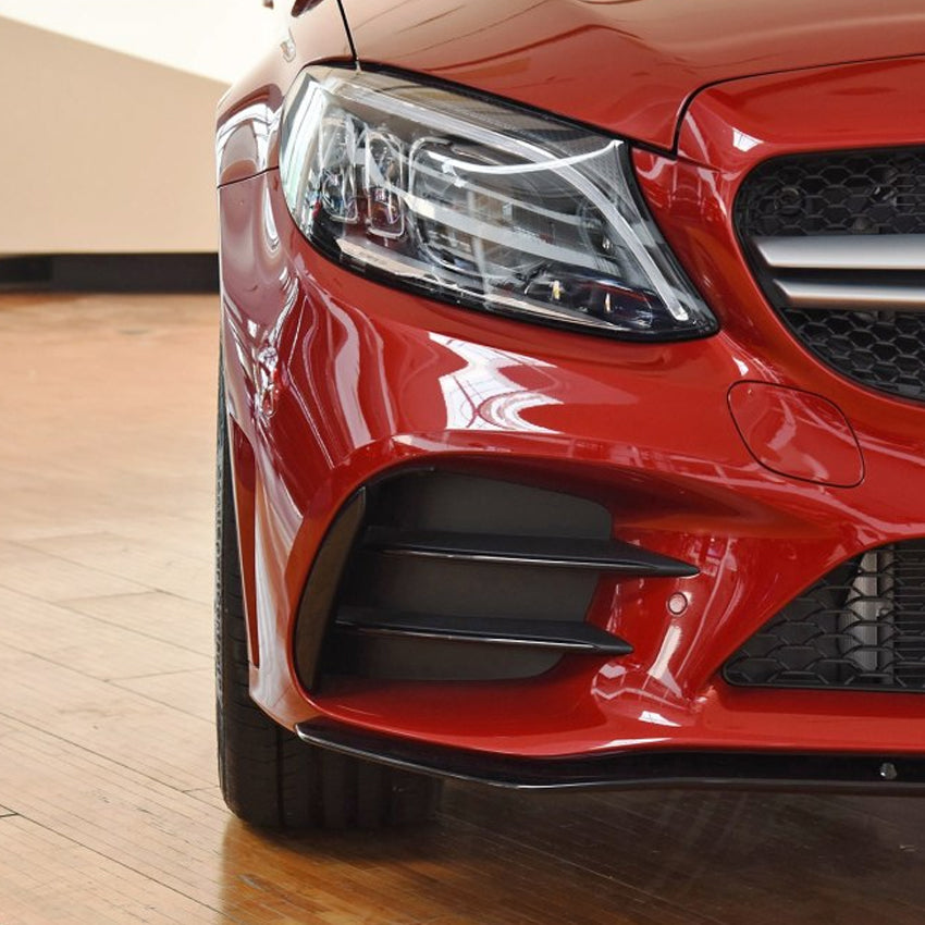 Gloss Black Front Canards (Short) for Mercedes Benz W205 C Class 19-21 - Carbon Factory