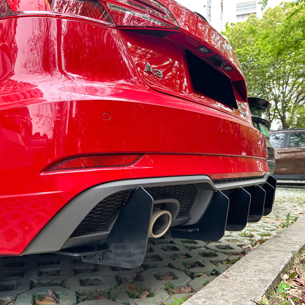 V Style Gloss Black Diffuser for Audi S3 8V Hatchback 17-20 - Carbon Factory