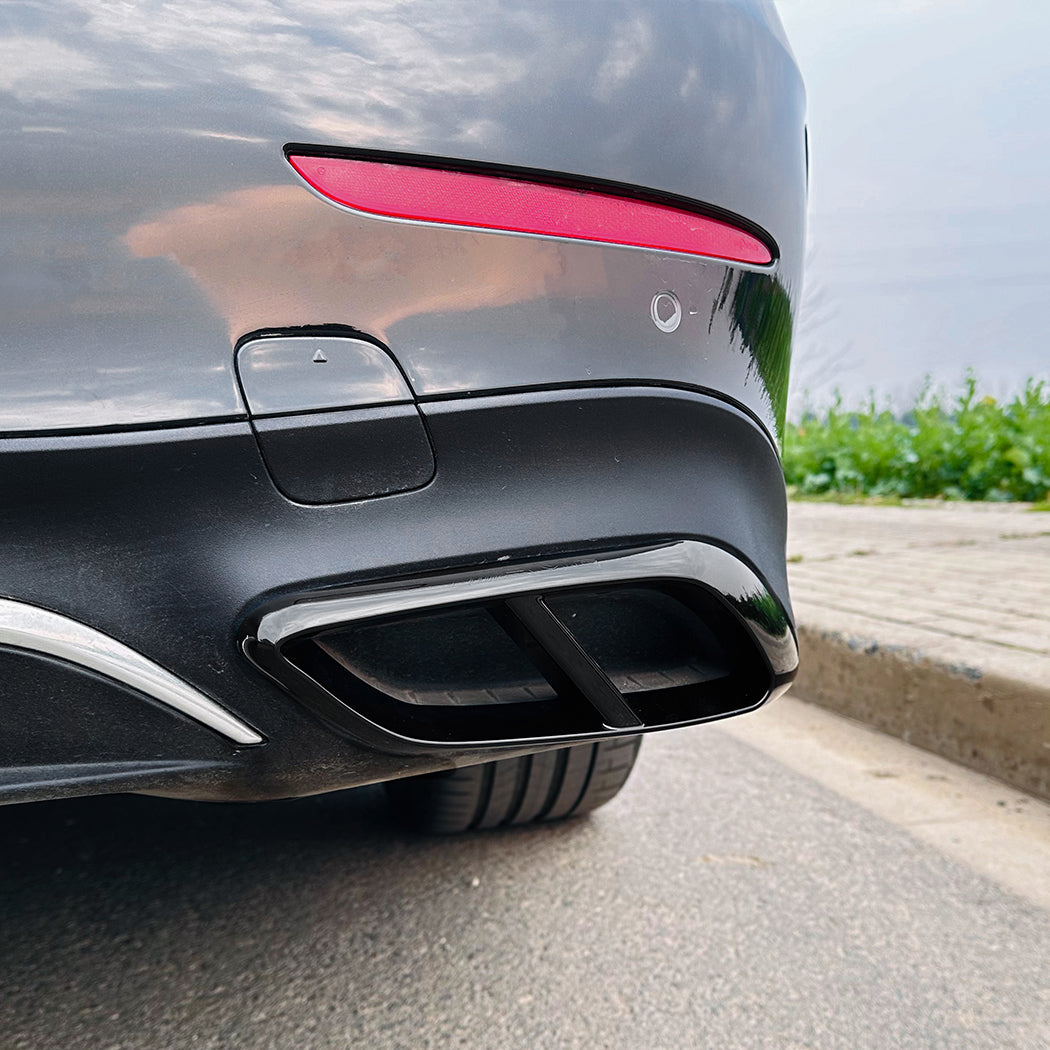 Gloss Black Rear Exhaust Trims for Mercedes Benz W214 E Class AMG 24-Present - Carbon Factory