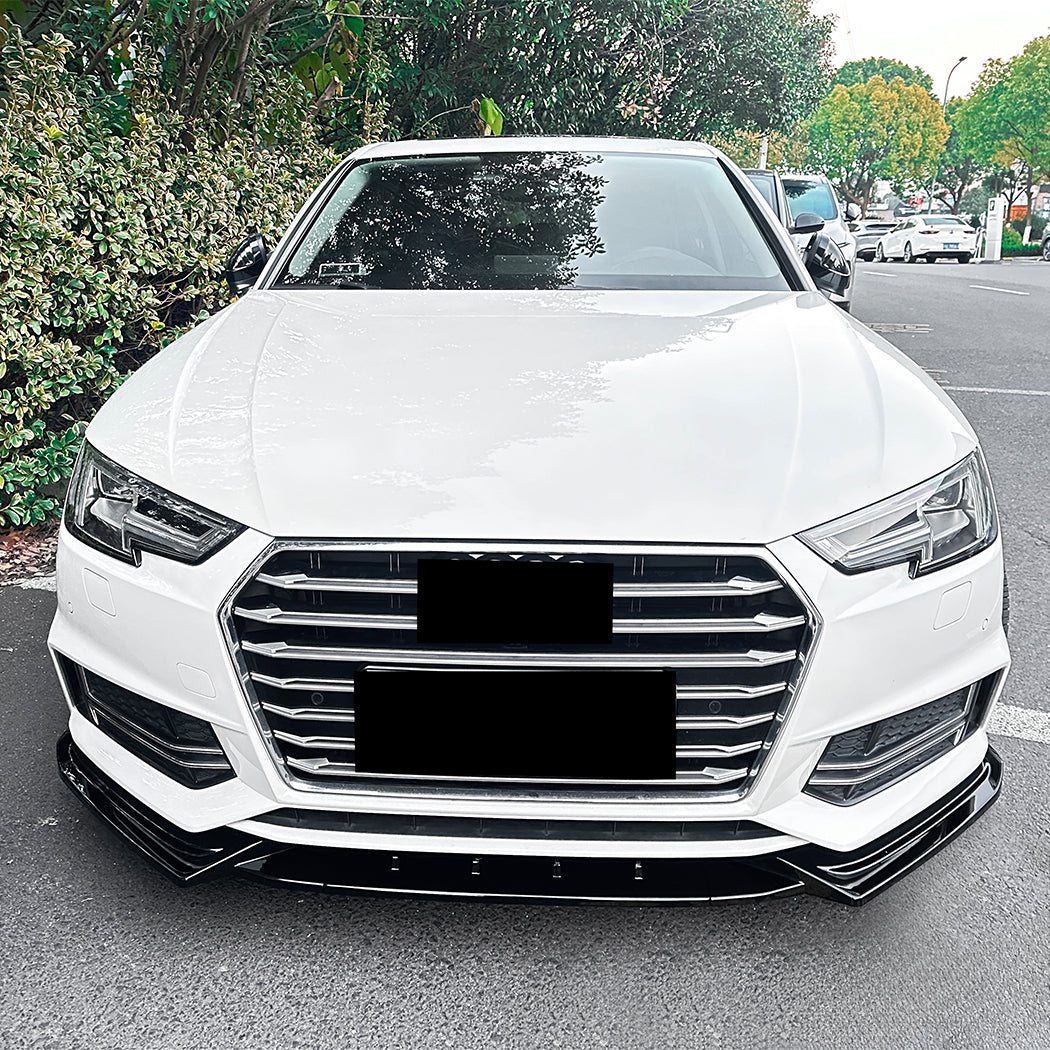V Style Gloss Black Front Splitter for Audi A4 B9 S Line & S4 15-19