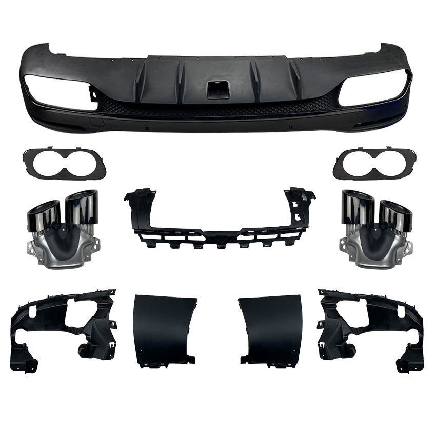 GLE53 Style Gloss Diffuser with exhaust tips for Mercedes Benz W167 GLE SUV 19-26