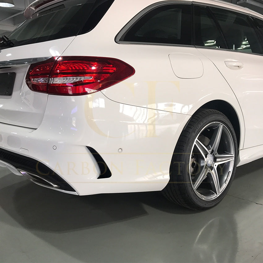 Gloss Black Rear Bumper Trims for Mercedes Benz W205 C Class Estate 15-21