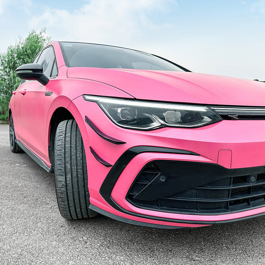 V Style Gloss Black Front Canards for VW Golf MK8 Standard GTI R Line GTD GTE 20-23