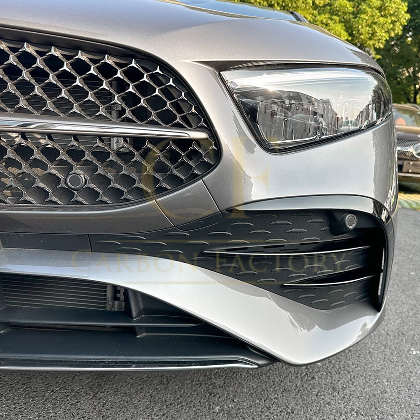 Gloss Black Front Bumper Side Grille Trims for Mercedes Benz W177 A Class AMG & A35 23-25 - Carbon Factory