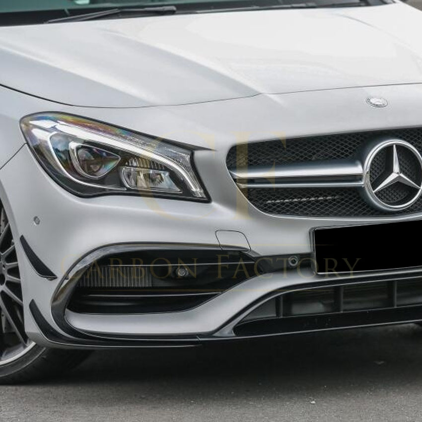 Gloss Black Front Canards Set for Mercedes Benz W117 CLA AMG 16-19