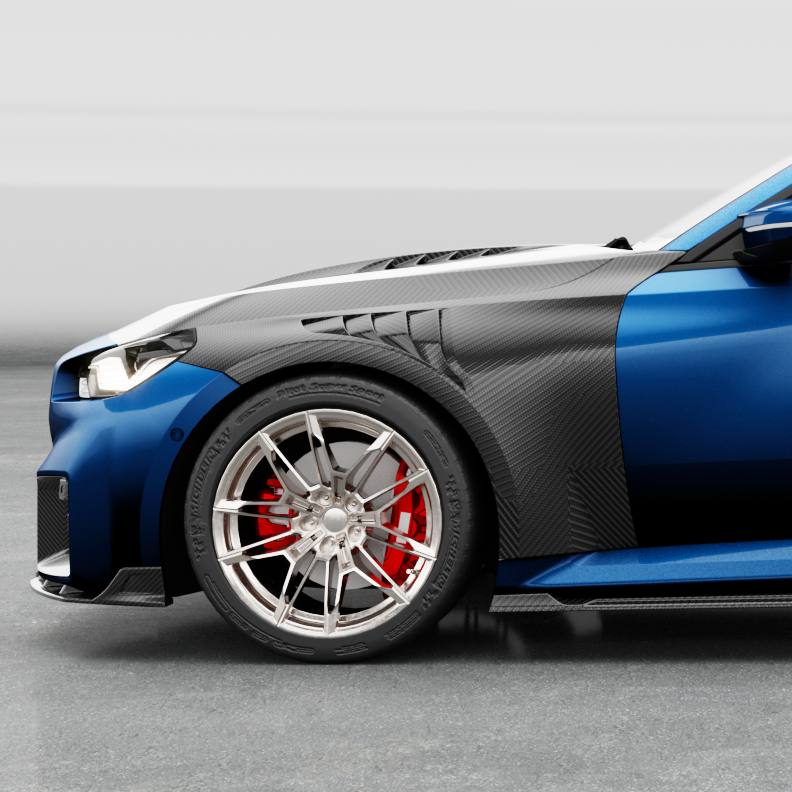 V Style Pre-Preg Carbon Fibre Front Wings Arches for BMW G87 M2 23-Present