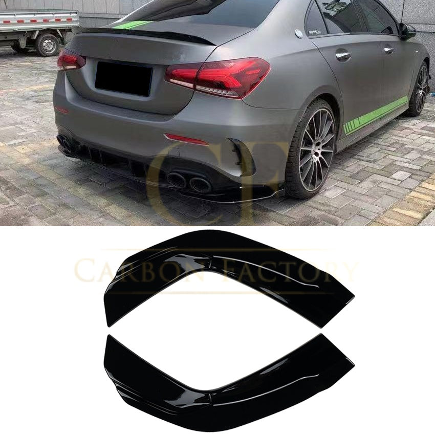 Gloss Black Rear Bumper Spats for Mercedes Benz W177 A35 A45 Saloon 18-25