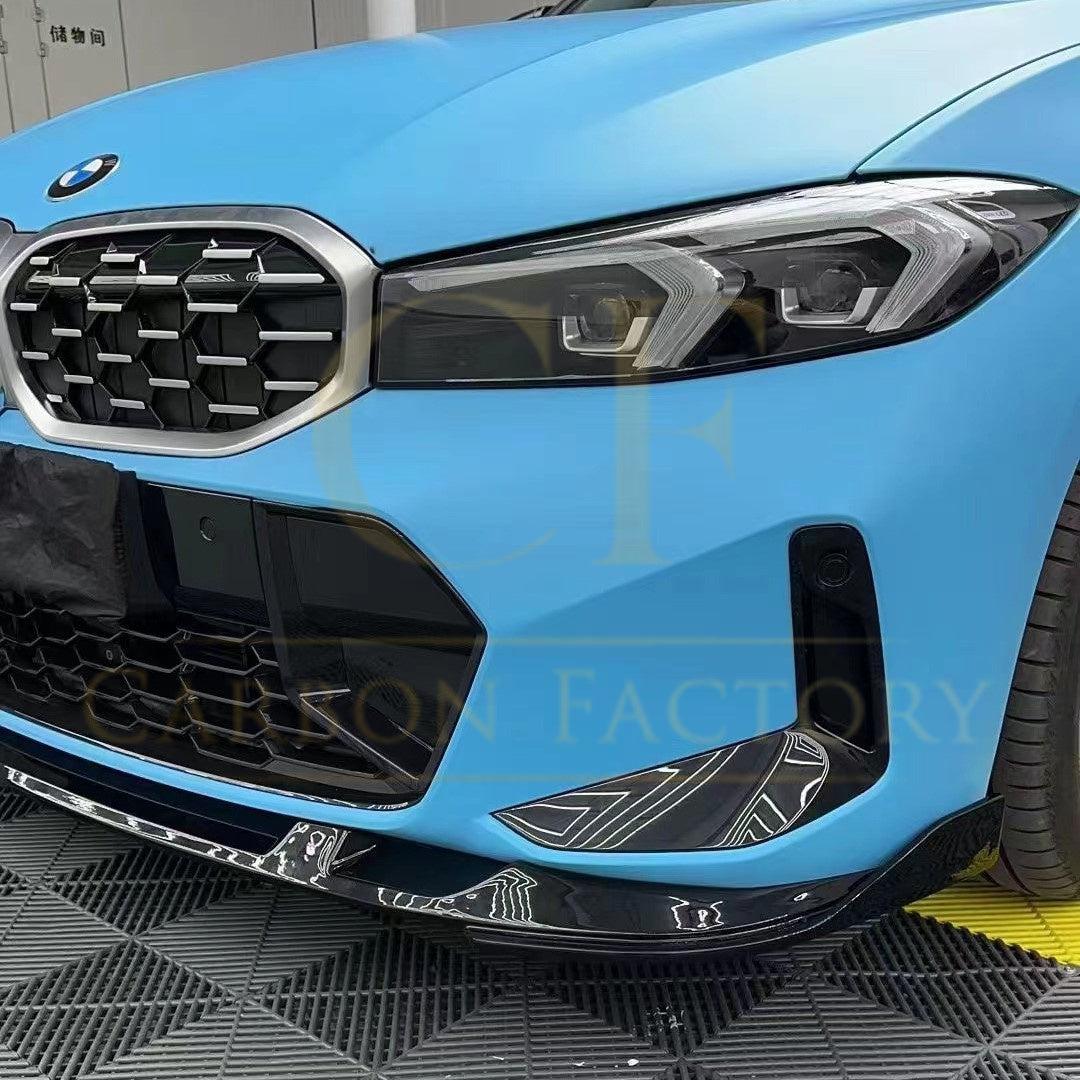 3D Style Gloss Black Front Splitter for BMW 3 Series G20 G21 LCI 24-Present-Carbon Factory