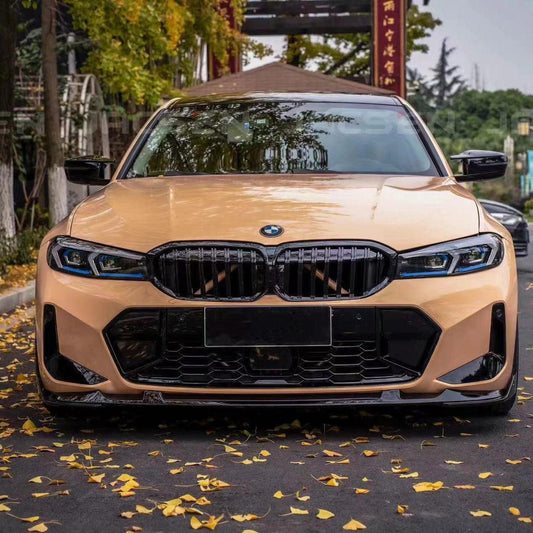 3D Style Gloss Black Front Splitter for BMW 3 Series G20 G21 LCI 24-Present-Carbon Factory