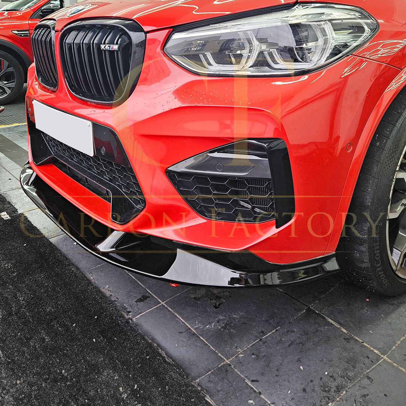 3D Style Gloss Black Front Splitter for BMW F97 X3M F98 X4M 18-21-Carbon Factory