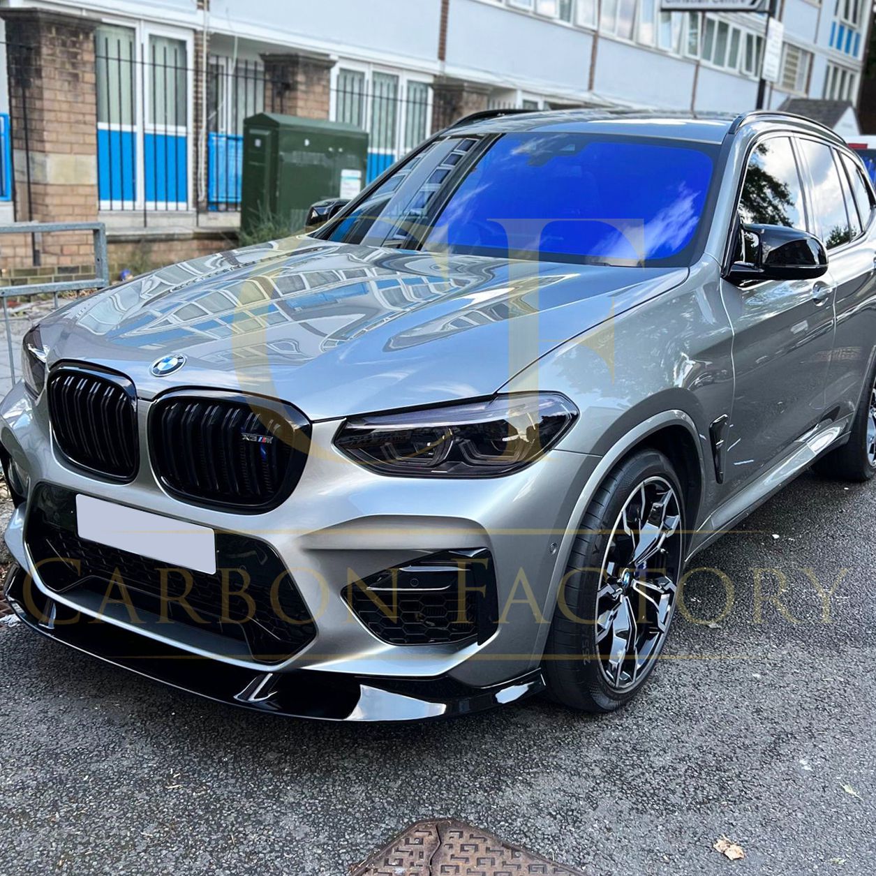 3D Style Gloss Black Front Splitter for BMW F97 X3M F98 X4M 18-21-Carbon Factory