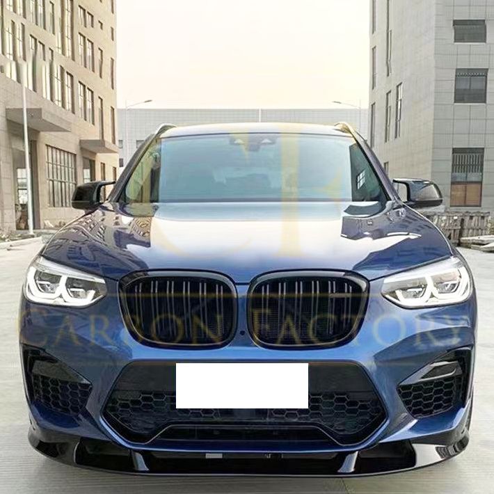 3D Style Gloss Black Front Splitter for BMW F97 X3M F98 X4M 18-21-Carbon Factory