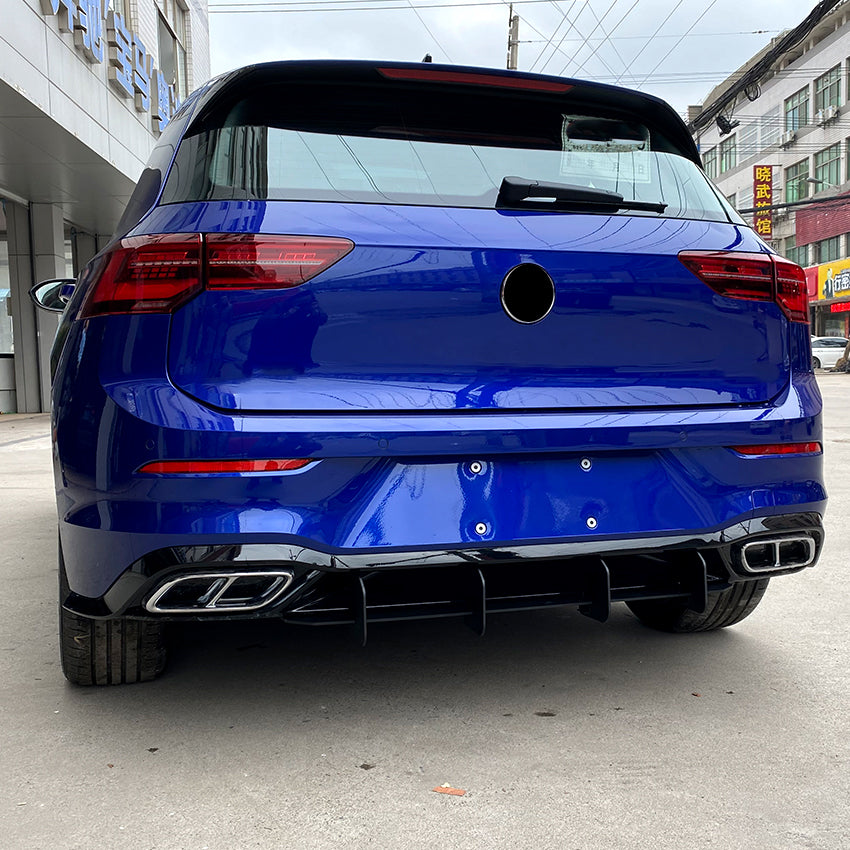 V Style Gloss Black Rear Diffuser for VW Golf MK8 GTI & R 20-23