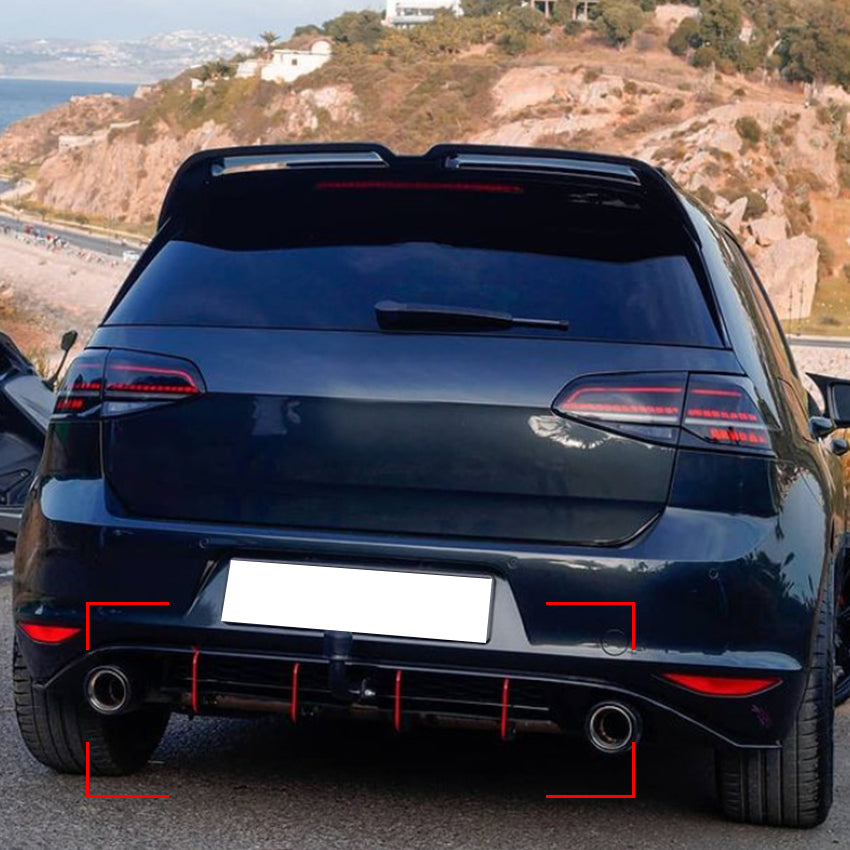 V Style Gloss Black Diffuser for VW Golf MK7 GTI 14-16