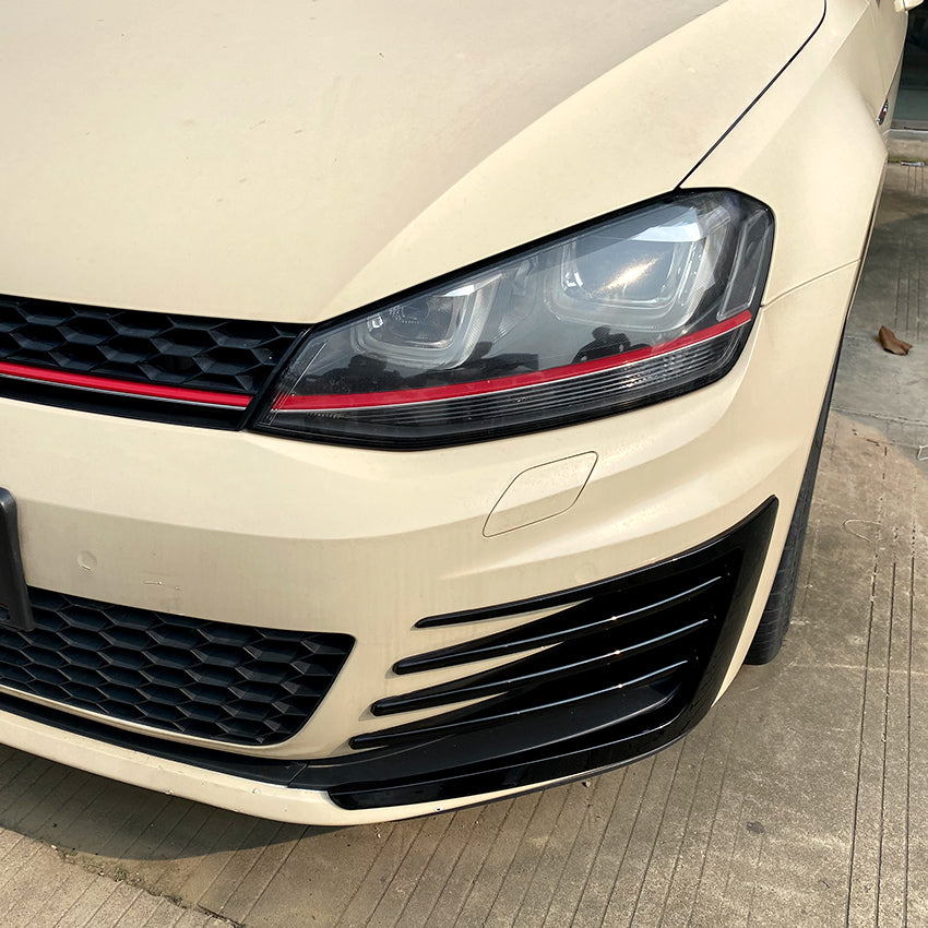 V Style Gloss Black Front Bumper Trims for VW Golf MK7 GTI 14-16