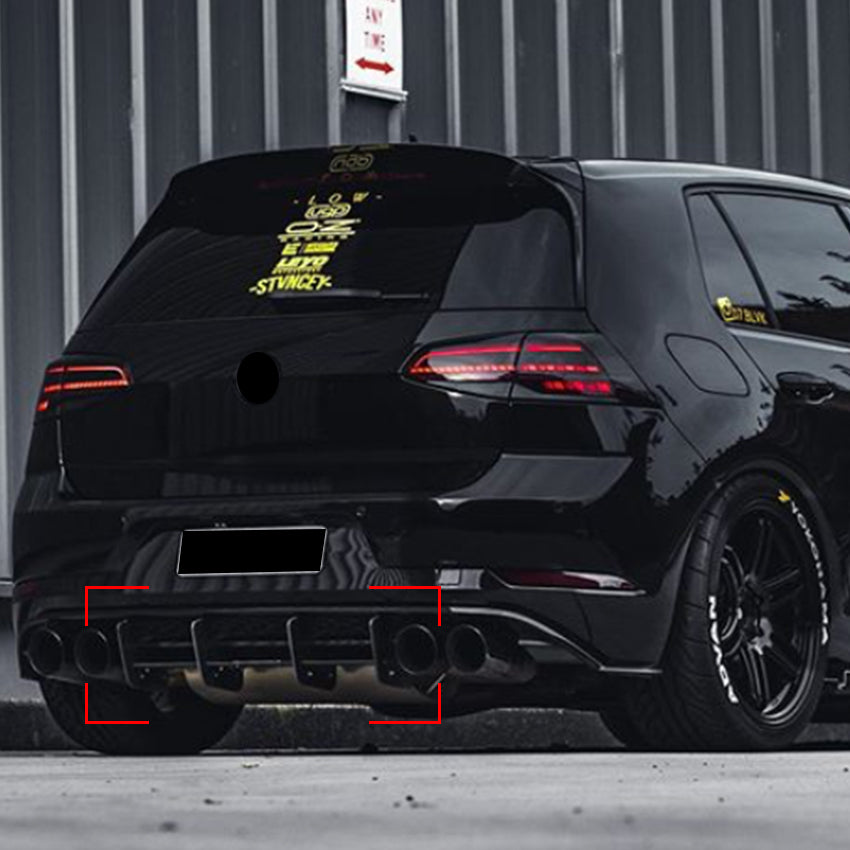 V Style Gloss Black Diffuser for VW Golf MK7.5 R 17-20