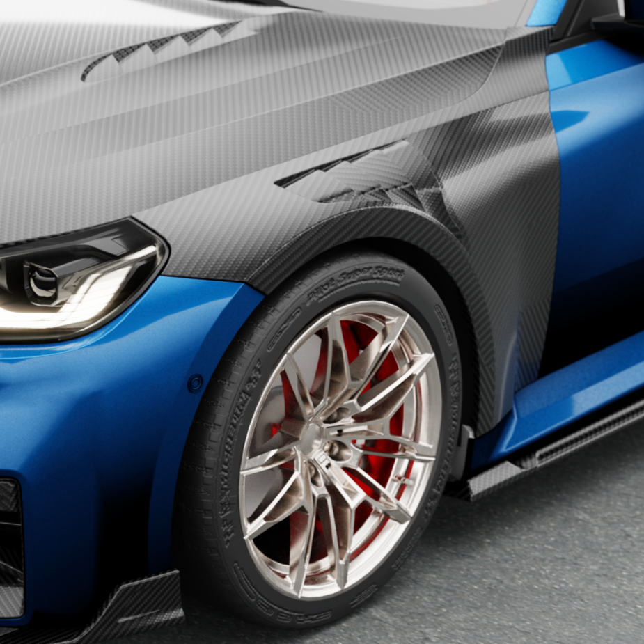 V Style Pre-Preg Carbon Fibre Front Wings Arches for BMW G87 M2 23-Present