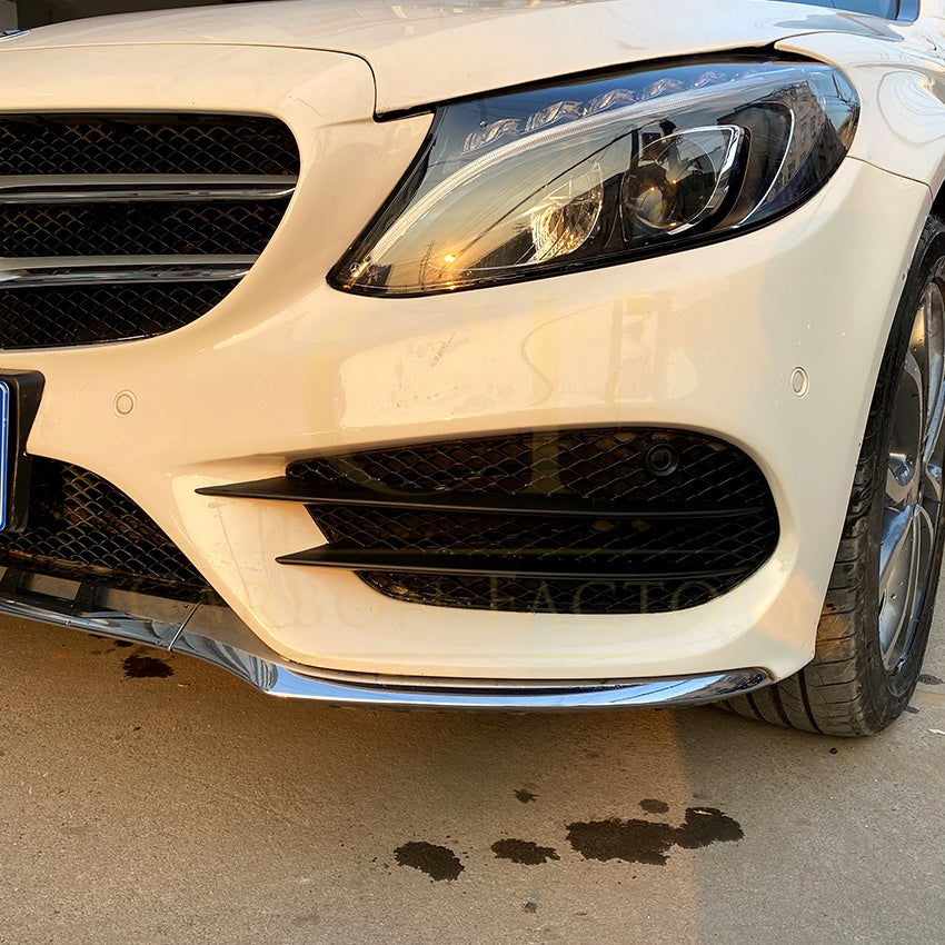 Gloss Black Front Bumper Side Grille for Mercedes Benz W205 C Class 15-18 - Carbon Factory