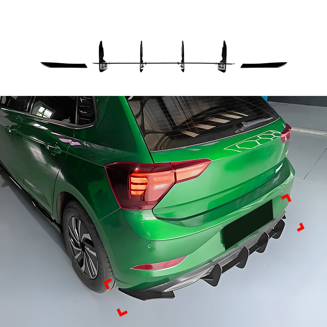 V Style Gloss Black Diffuser for VW Polo MK6.5 Standard model 22-26