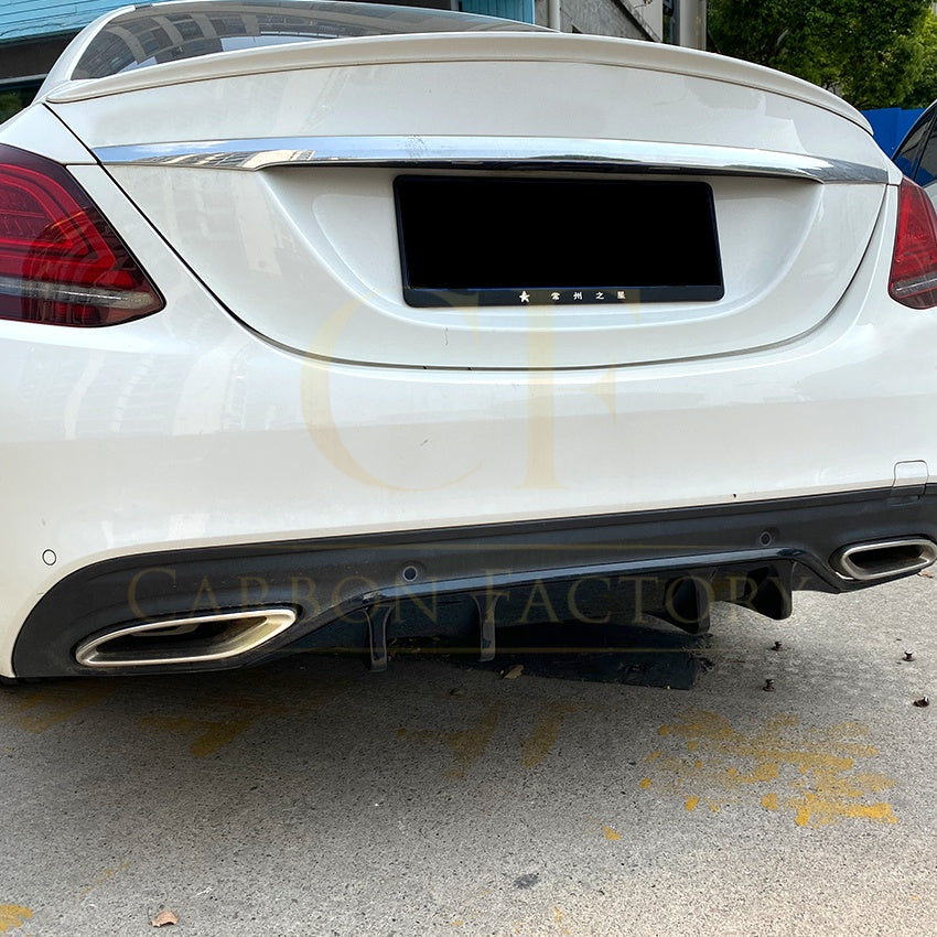 Gloss Black Rear Diffuser Extension for Mercedes Benz W205 C Class & C63 Saloon 15-21 - Carbon Factory