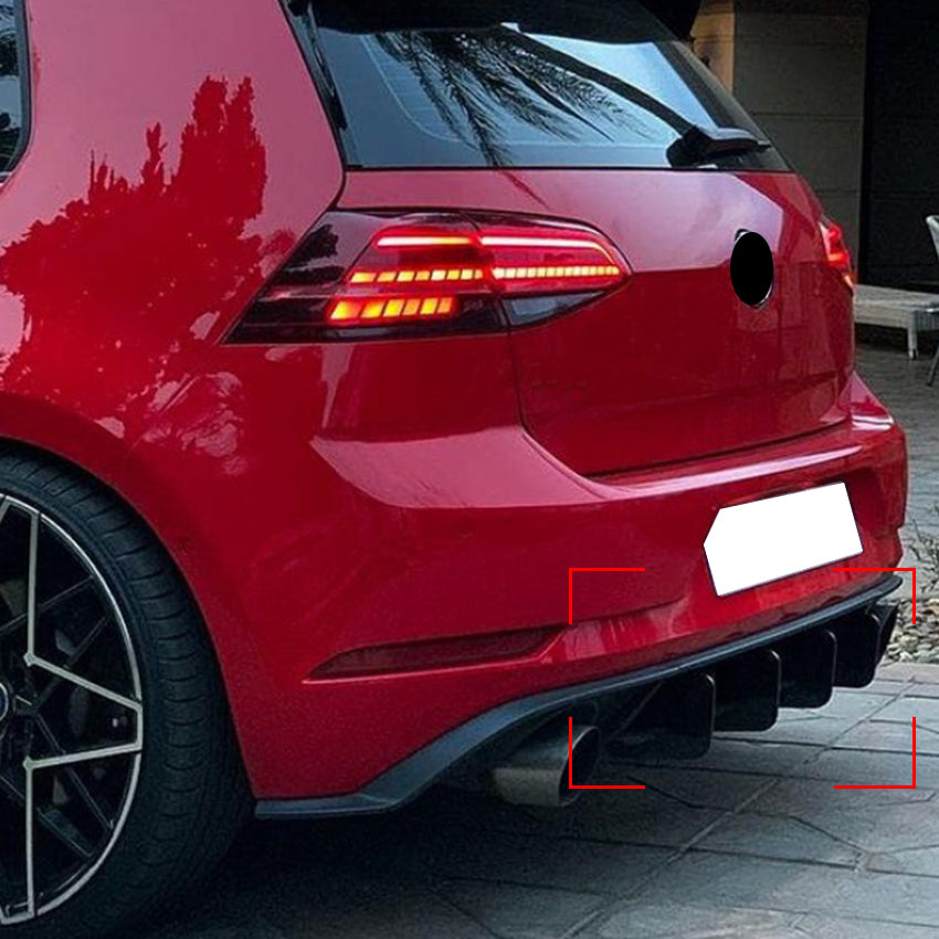 V Style Gloss Black Diffuser for VW Golf MK7.5 GTI 17-20