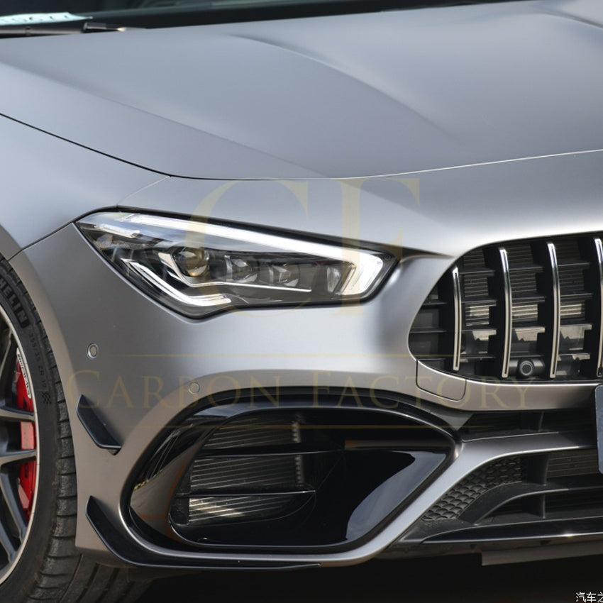 Gloss Black Front Canards Set for Mercedes Benz W118 CLA AMG 19-23