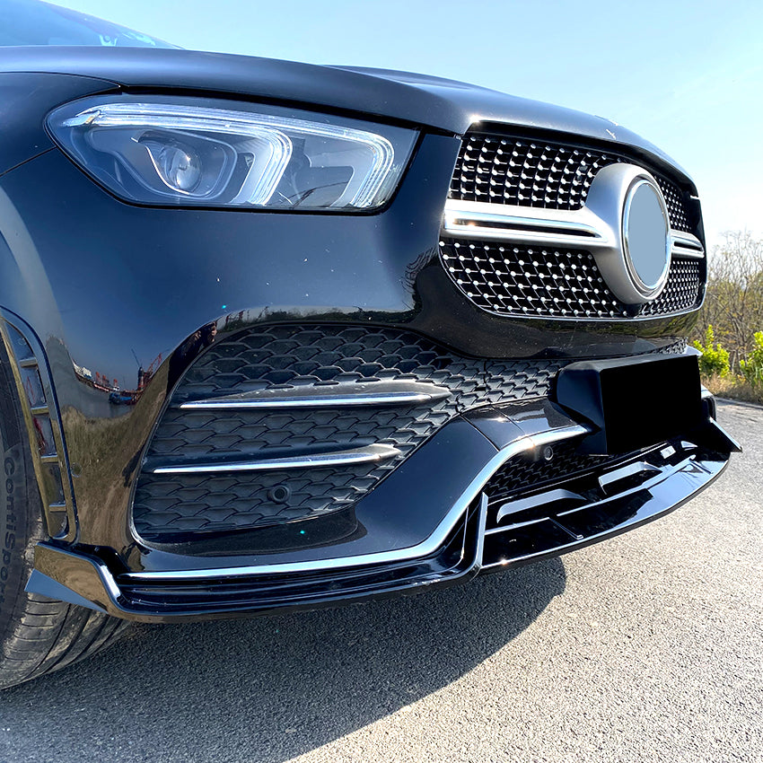 A Style Gloss Black Front Splitter for Mercedes Benz W167 C167 GLE 19-23