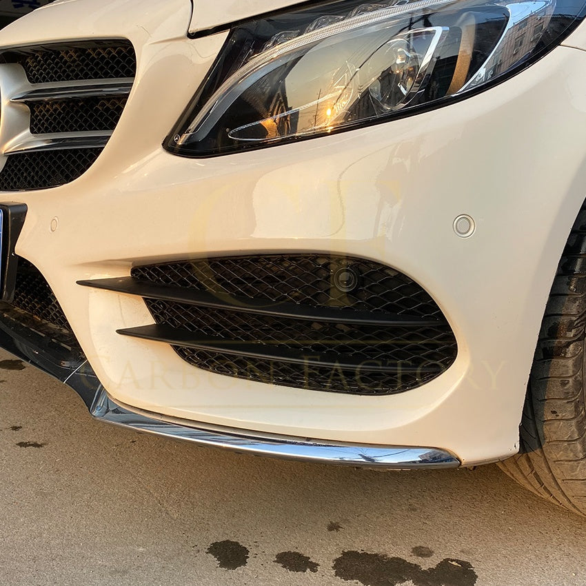 Gloss Black Front Bumper Side Grille for Mercedes Benz W205 C Class 15-18 - Carbon Factory